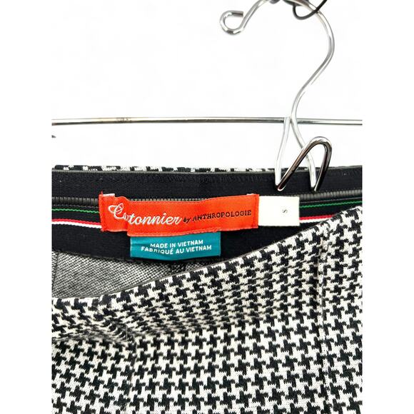 Anthropologie Cartonnier S Pants Wide Leg Houndstooth Plaid Cropped 25" Inseam - Picture 3 of 5